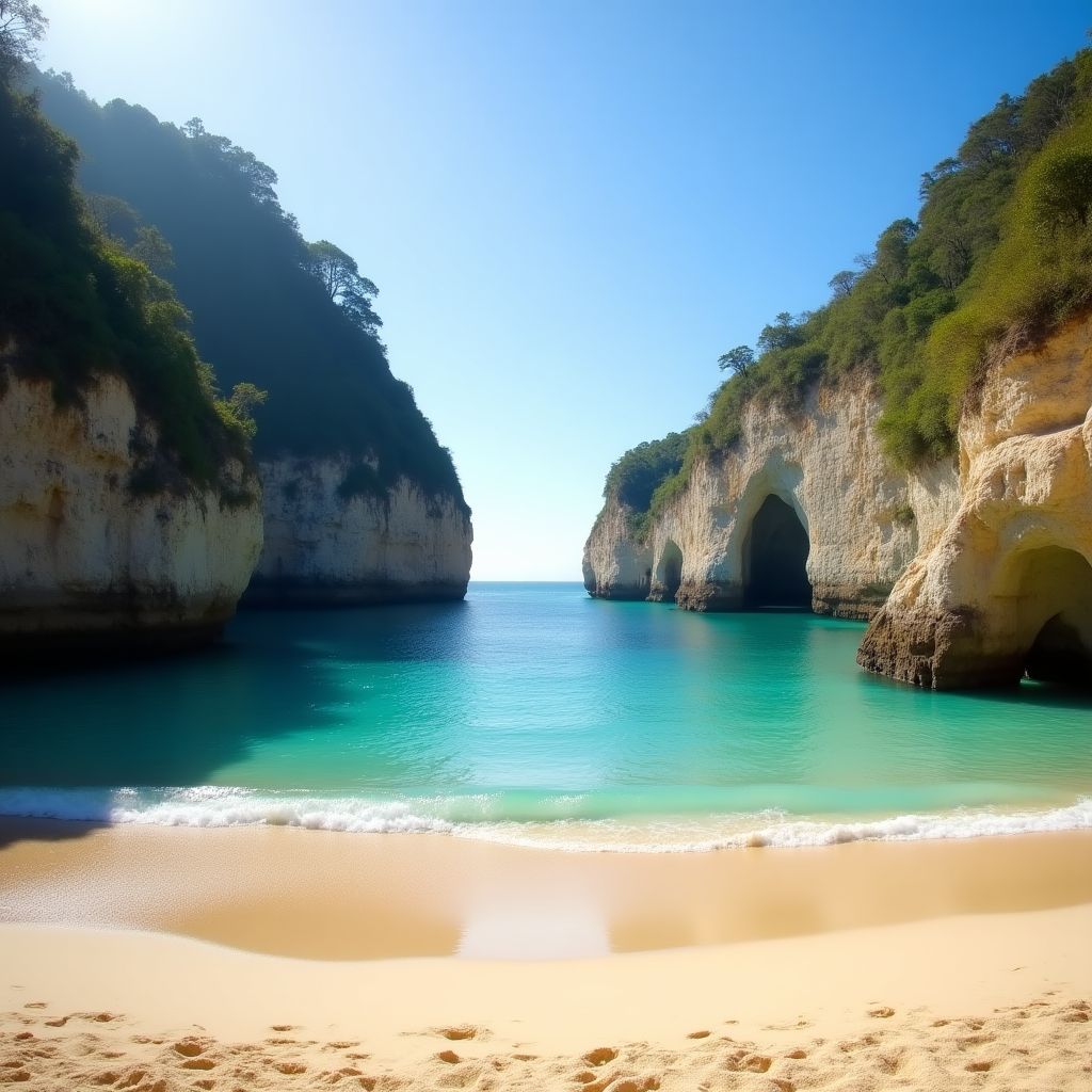 The stunning cliffs and clear water of Loch Ard Gorge.