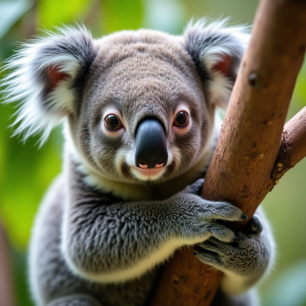 A koala resting in a eucalyptus tree in the Otway National Park.